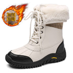 Damen isolierte Winterstiefel mit modischem Kunstfellkragen und rutschfester Sohle R&B