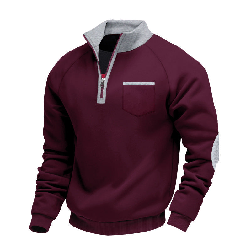 Herren modischer Kapuzenpullover mit Reißverschluss und praktischer Brusttasche R&B