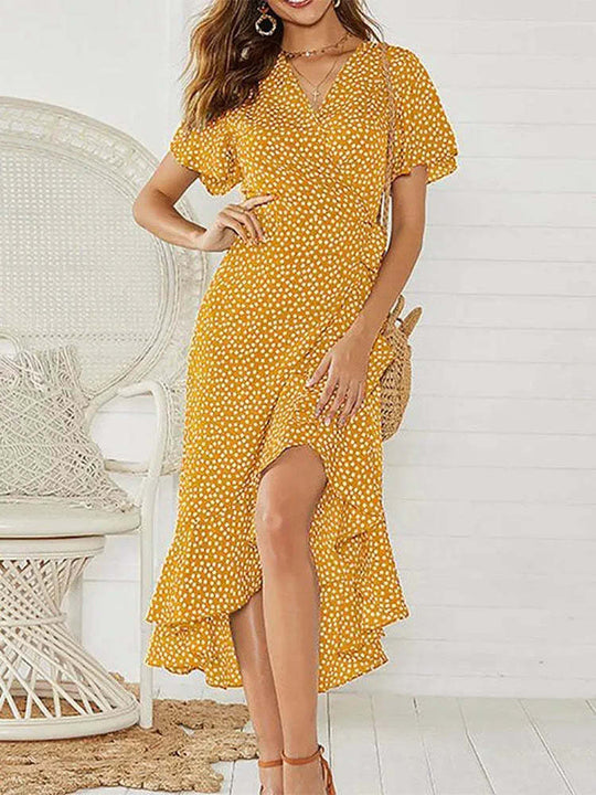 Damen Maxikleid mit floralem Design und schwingendem Saum R&B