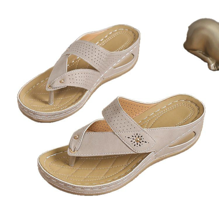 Damen Zehentrenner-Sandalen mit anatomischer Fußbettung und elastischem Riemendesign R&B