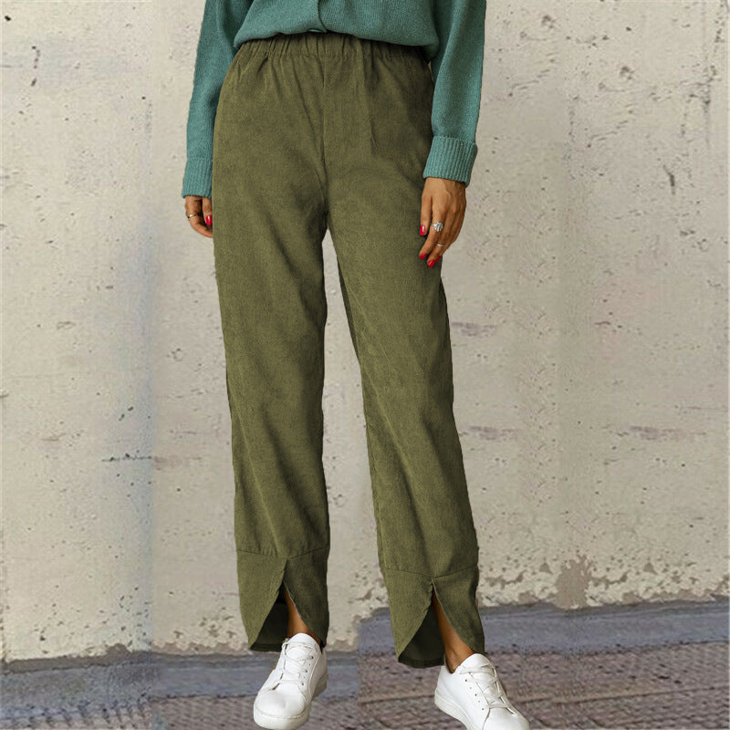 Damen Modische und bequeme Bundhose mit seitlichen Schlitzdetails R&B
