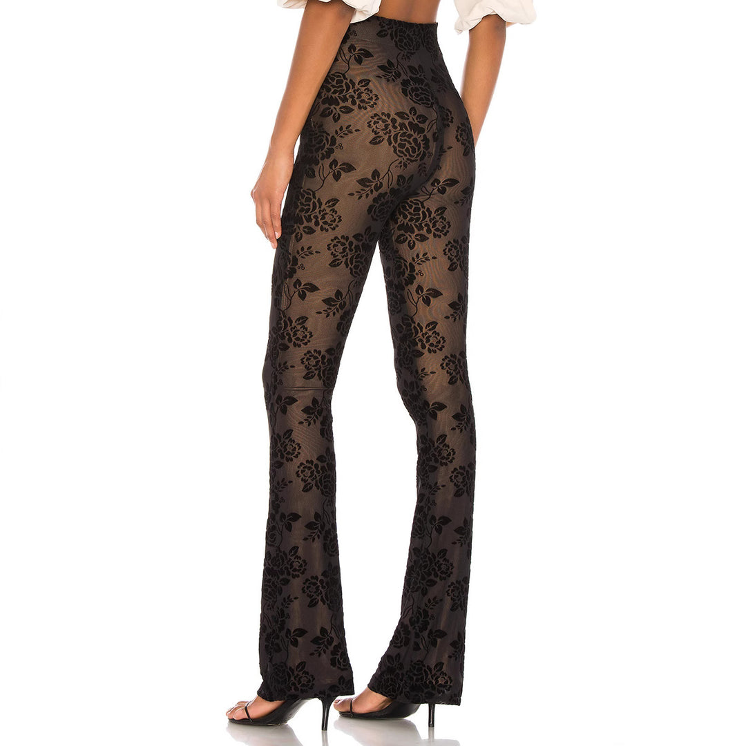 Damen Transparente Blumengemusterte Hose R&B