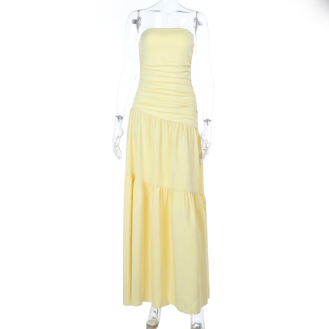 Damen romantisches Wickelkleid mit voluminösem Rock und gerafftem Oberteil R&B