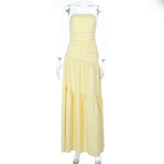 Damen romantisches Wickelkleid mit voluminösem Rock und gerafftem Oberteil R&B