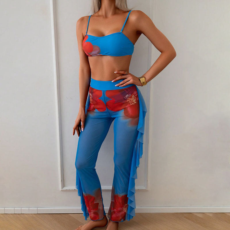 Damen Bikiniset mit Rüschen-Design und durchscheinenden Details R&B