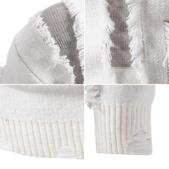 Herren moderner Strickpullover mit trendigen Fransen und einzigartigem Design R&B