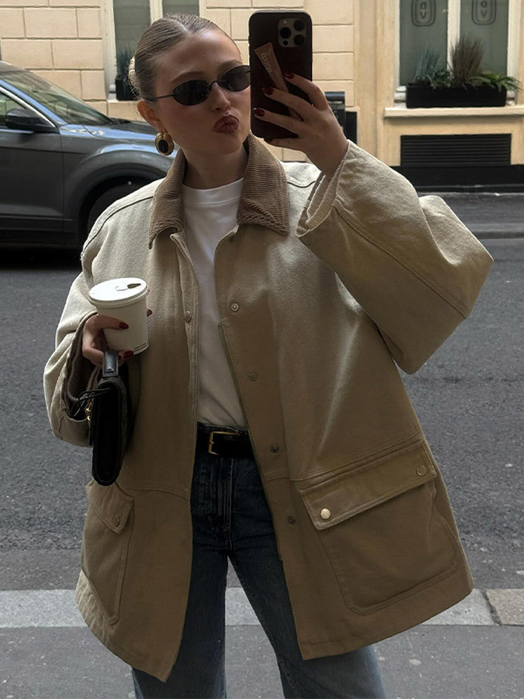 Damen Oversized Utility-Jacke R&B