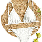 Damen Triangel-Bikini mit elegantem Knotendetail und rippstrukturiertem Stoff R&B