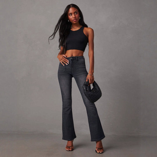 Damen Hochtaillierte Bootcut Jeans mit elegantem Schnitt und hochwertiger Denim-Qualität R&B