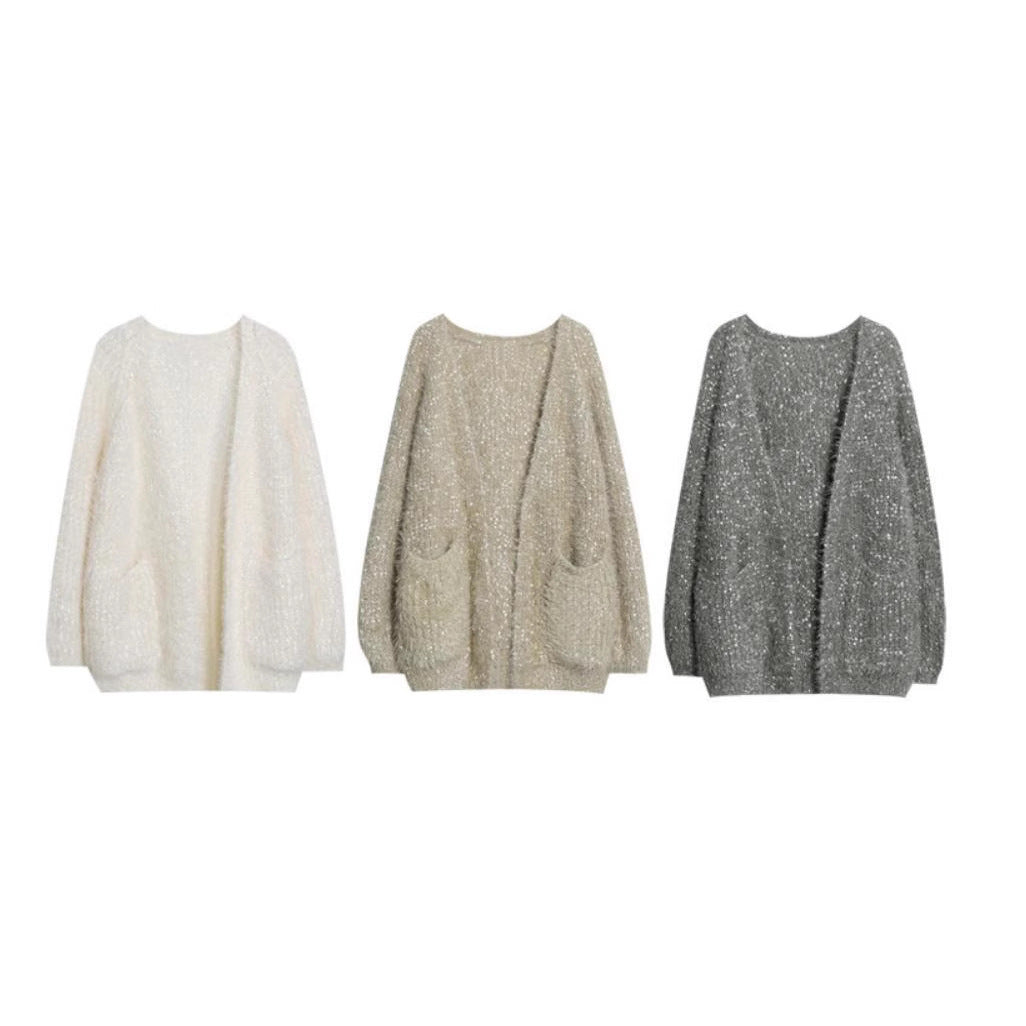 Damen glitzernde Strickjacke im modernen Casual-Look R&B