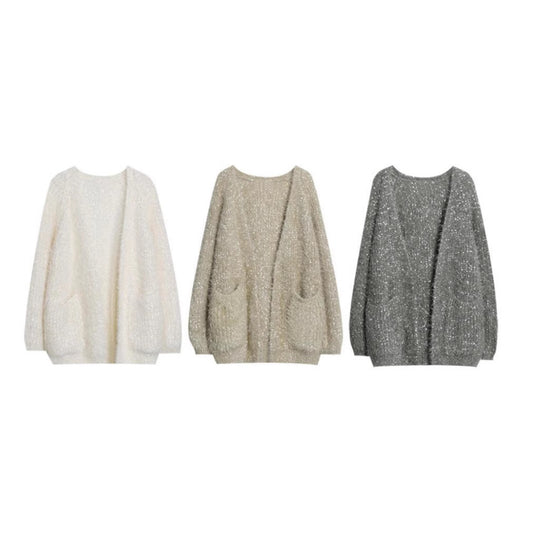 Damen glitzernde Strickjacke im modernen Casual-Look R&B