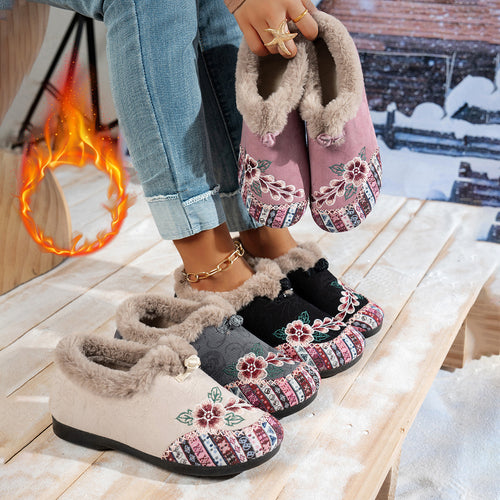 Damen Hausschuhe mit weichem Futter und modischem Flower-Design R&B
