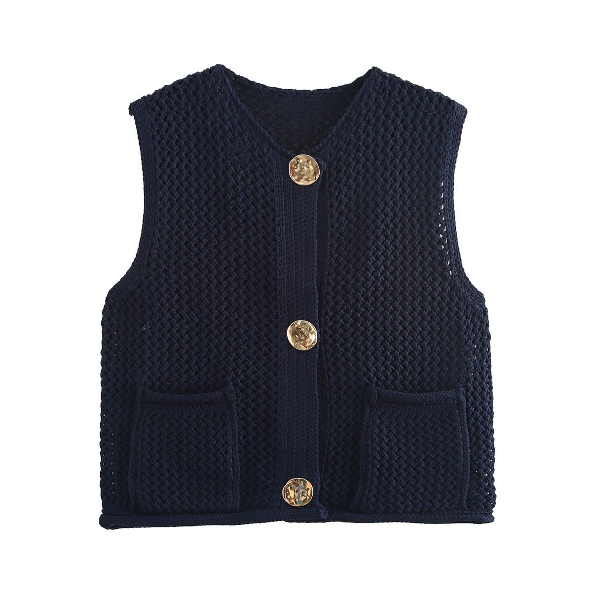 Damen Strickweste mit Knopfdetails und praktischen Taschen