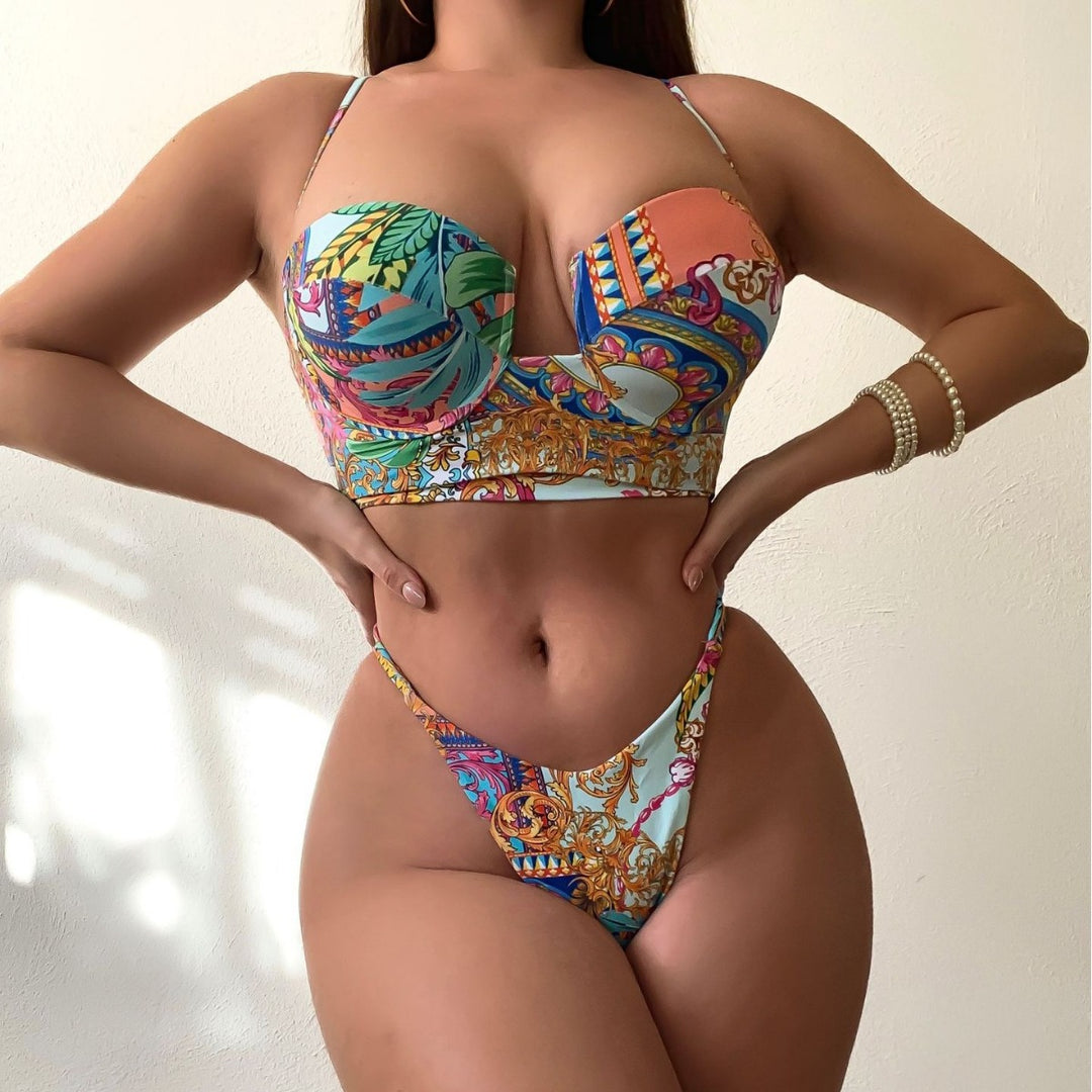 Damen Bügel-Bikini-Set mit floralen Akzenten R&B