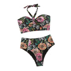 Damen Bikini-Set mit floralem Design und hoch geschnittenem Höschen R&B