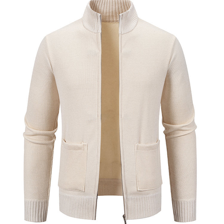 Herren Strickjacke mit durchgehendem Reißverschluss und seitlichen Taschen R&B