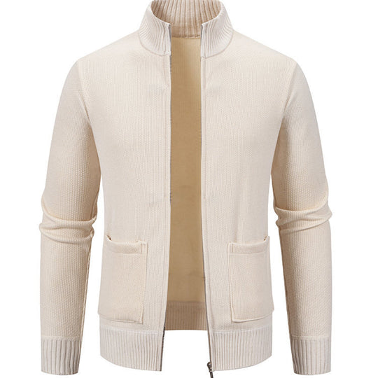 Herren Strickjacke mit durchgehendem Reißverschluss und seitlichen Taschen R&B
