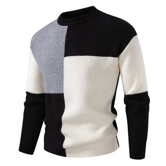 Herren farbenfroher Strukturpullover mit modernem Schnitt und Rundhalsausschnitt R&B