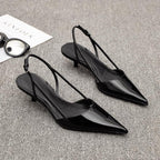 Damen Slingback-Pumps mit spitzem Absatz und glänzender Lackoberfläche R&B