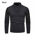 Herren V-Ausschnitt Pullover mit Hemdkragen