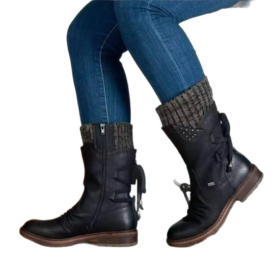 Damen modische Stiefeletten mit stylischen Details und praktischem Reißverschluss R&B
