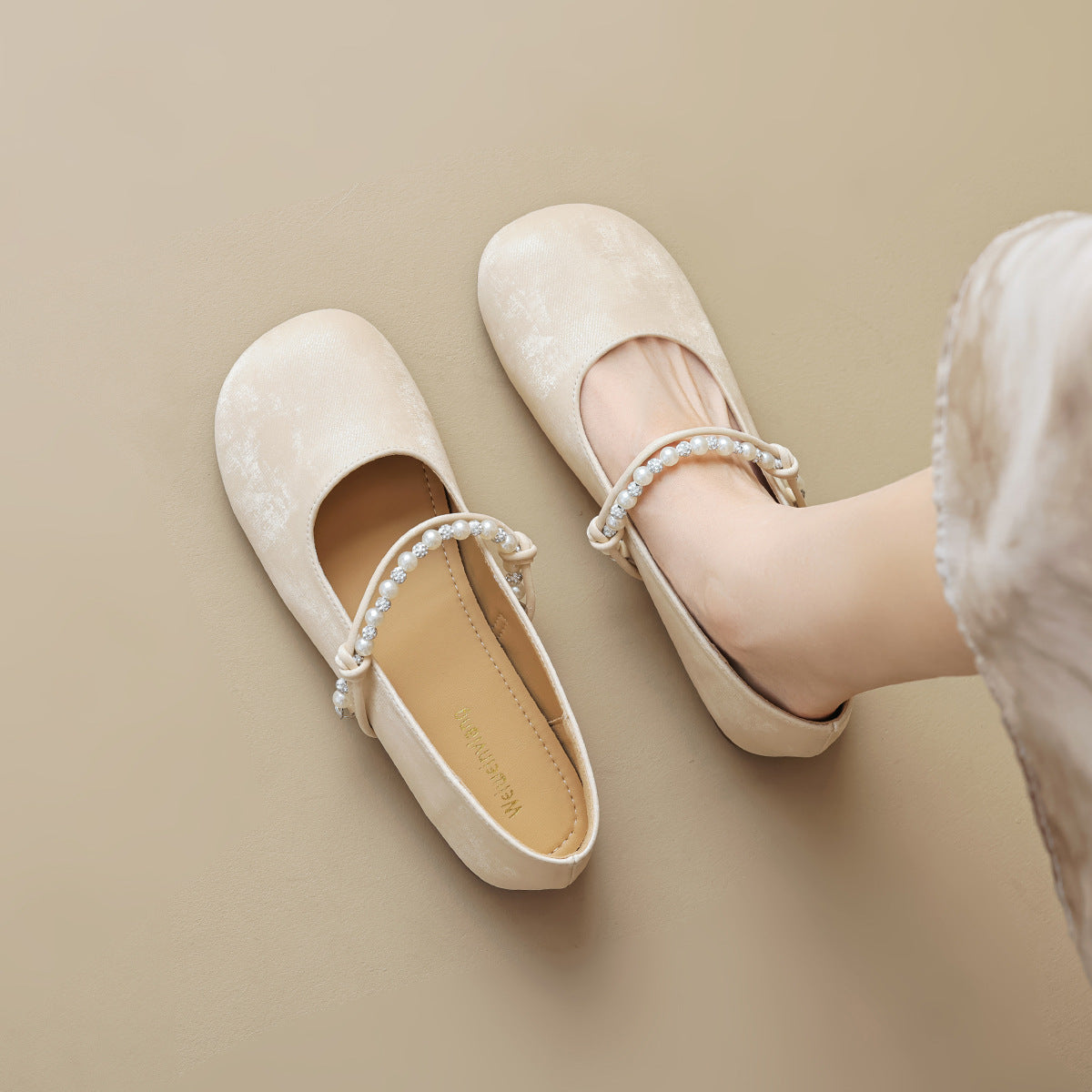 Damen Ballerinas mit eleganter Perlenapplikation