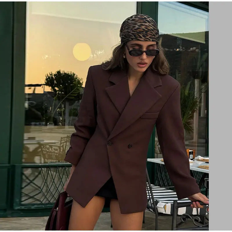 Damen Modischer Blazer mit doppelter Knopfleiste und tailliertem Schnitt R&B