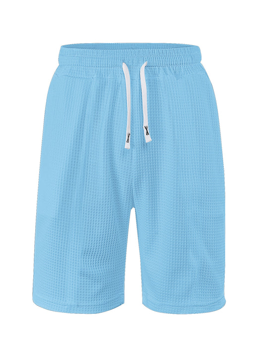 Herren nan atmungsaktive Waffel-Pyjama-Shorts mit elastischem Komfortbund, Tunnelzug und seitlichen Eingrifftaschen R&B