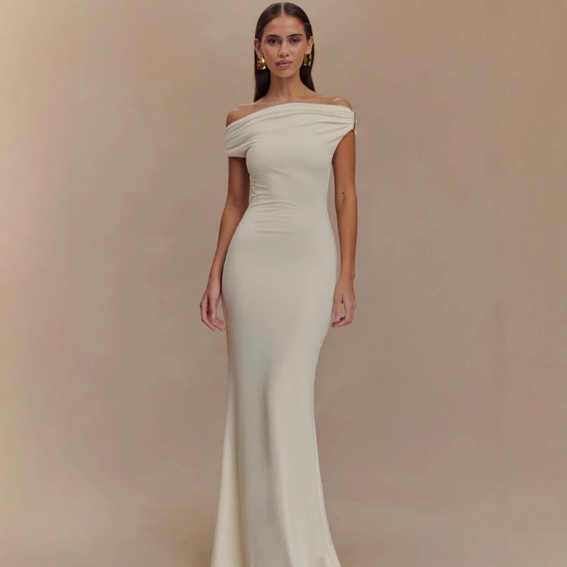 Damen Elegantes Off-Shoulder-Maxi-Kleid im luxuriösen Schnitt R&B