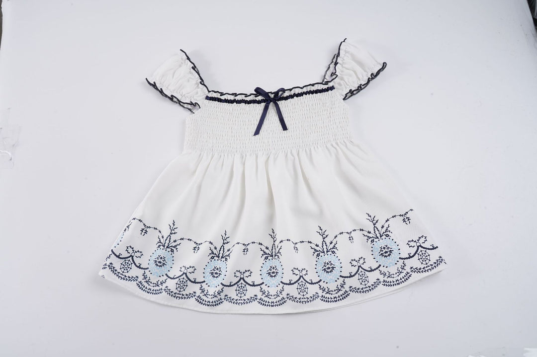 Damen Baumwollbluse mit floralem Stickdesign und schickem Rüschensaum R&B