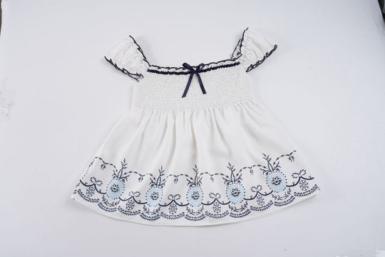 Damen Baumwollbluse mit floralem Stickdesign und schickem Rüschensaum R&B
