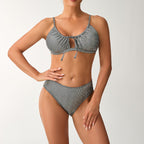 Damen Bikini mit modischem Knoten und hoch geschnittenem Slip R&B