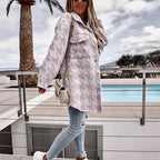Damen Langarm-Shirtjacke im Chevron-Muster mit praktischen Taschen R&B
