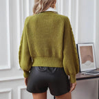 Damen Strickpullover mit stylischem Kragen R&B