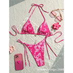 Damen Triangel-Bikini mit floralen Mustern und feinen BindR&Bändern R&B