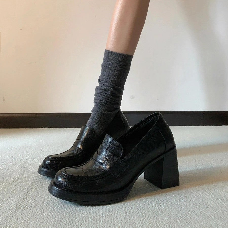 Damen Modische Blockabsatz-Slipper mit edlem Leder R&B