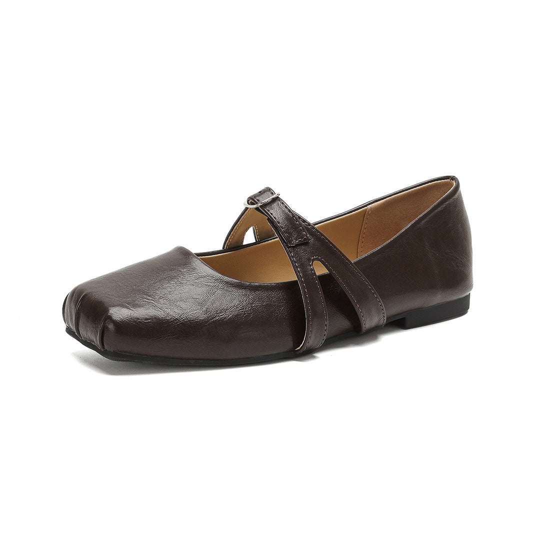 Damen Ballerinas mit verstellbarem Riemen und hochwertiger Leder-Oberfläche R&B