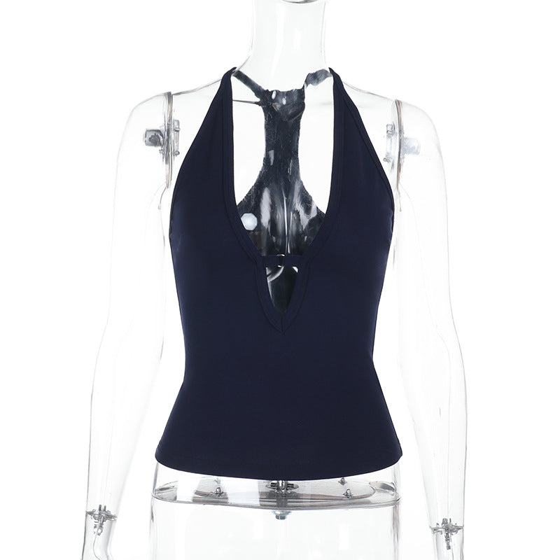 Damen Sportives Haltertop mit tiefem V-Ausschnitt R&B