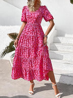 Damen Maxikleid mit Puffärmeln und Rüschendetails R&B