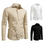 Herren Hemd mit asymmetrischem Knopfdesign und modernem Kragen R&B