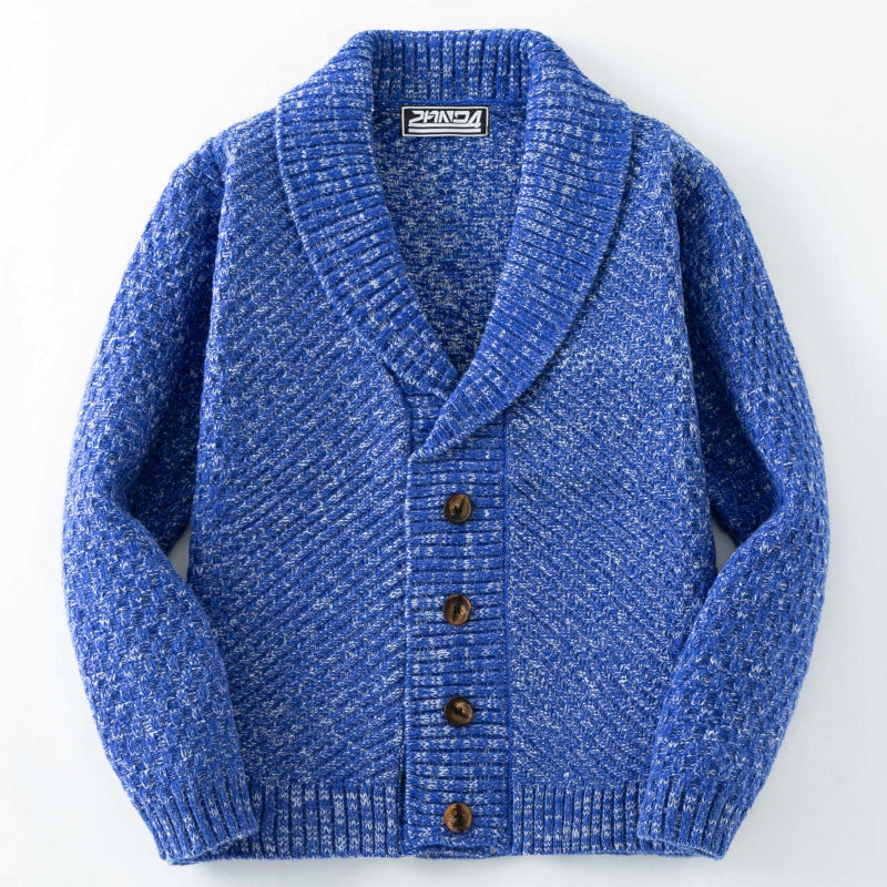 Herren Strickjacke mit modernem Zopfmuster und Knopfdetails R&B