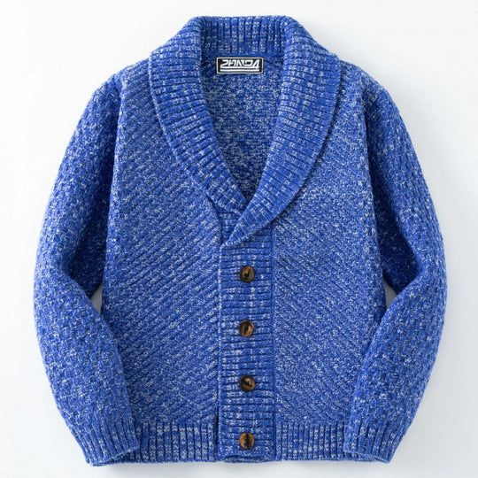 Herren Strickjacke mit modernem Zopfmuster und Knopfdetails R&B