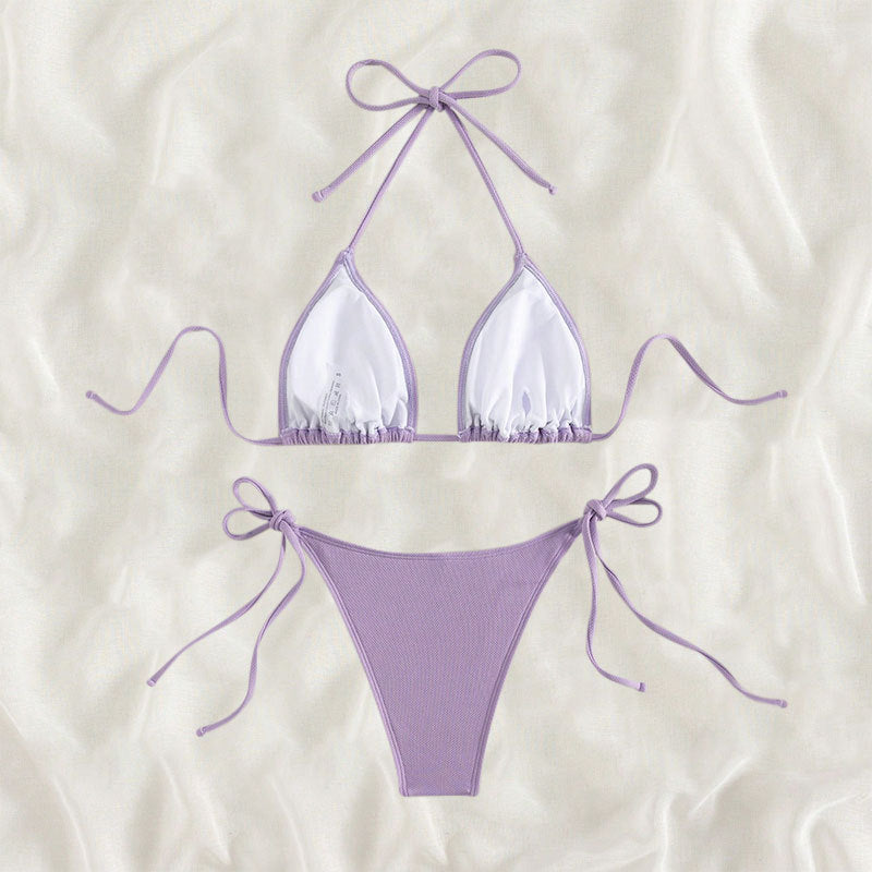 Damen Triangel-Bikini mit verstellbaren Trägern und SeitenbindR&Bändern R&B