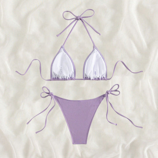 Damen Triangel-Bikini mit verstellbaren Trägern und Seitenbindebändern R&B