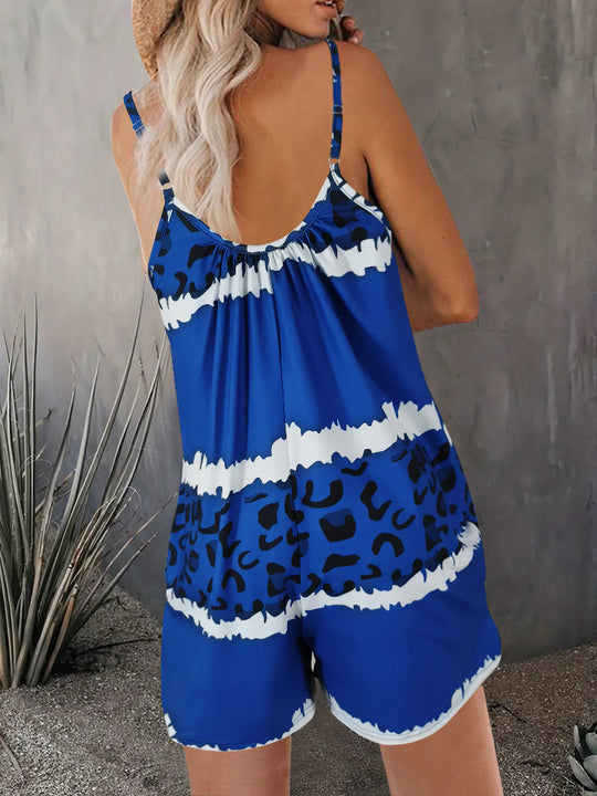 Damen luftiger Overall mit Spaghettiträgern und modischem Tierdesign R&B