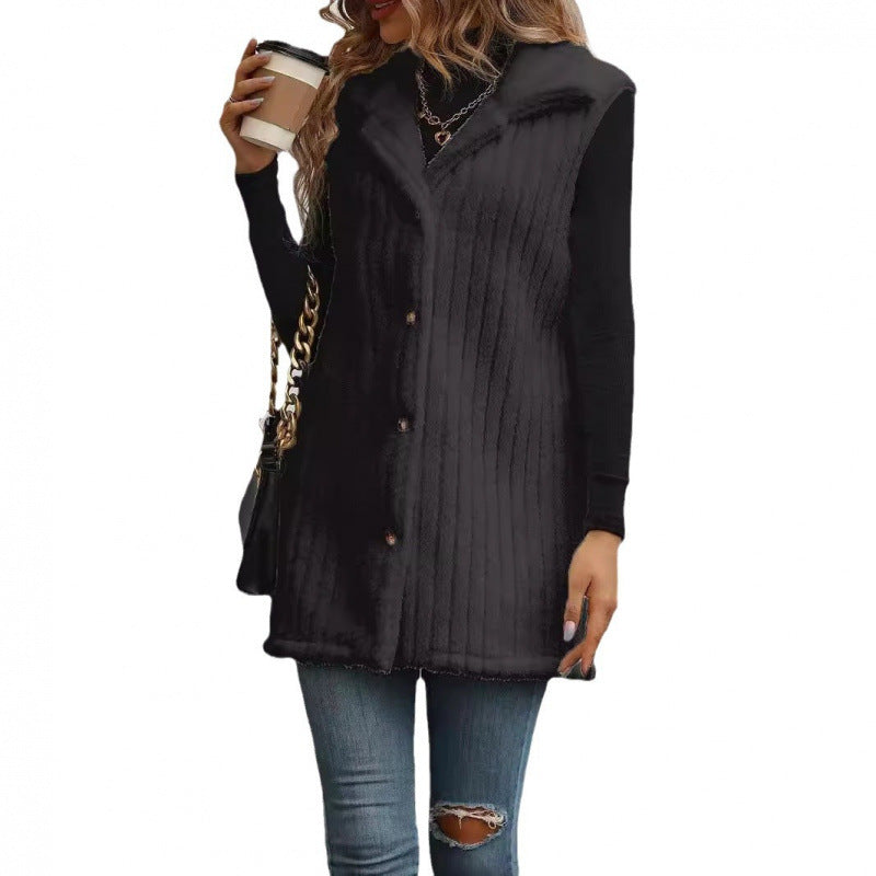 Damen Elegante und kuschelige Teddyjacke mit Knopfleiste R&B
