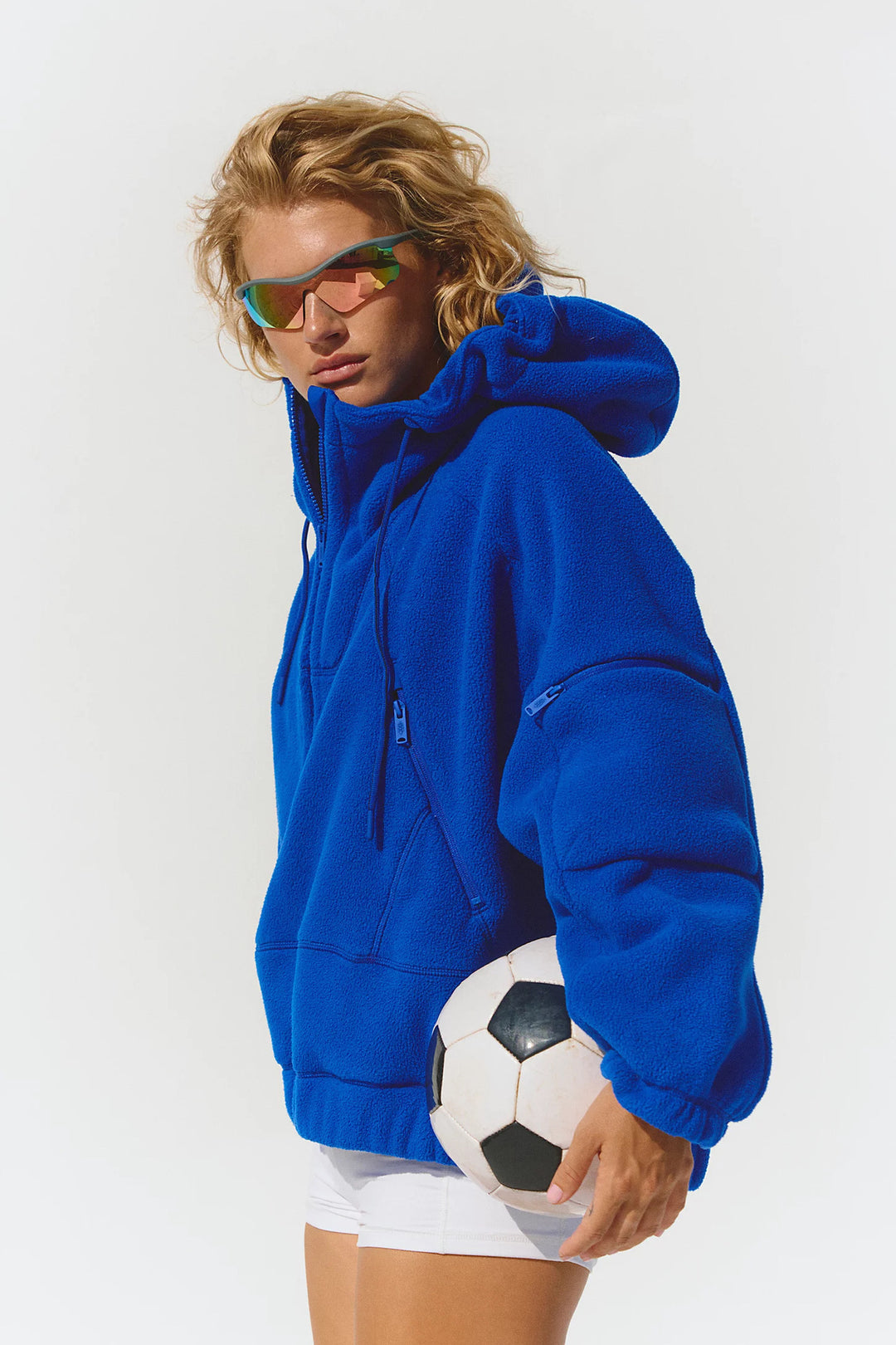 Damen Trendige Fleecejacke mit oversized Kragen R&B
