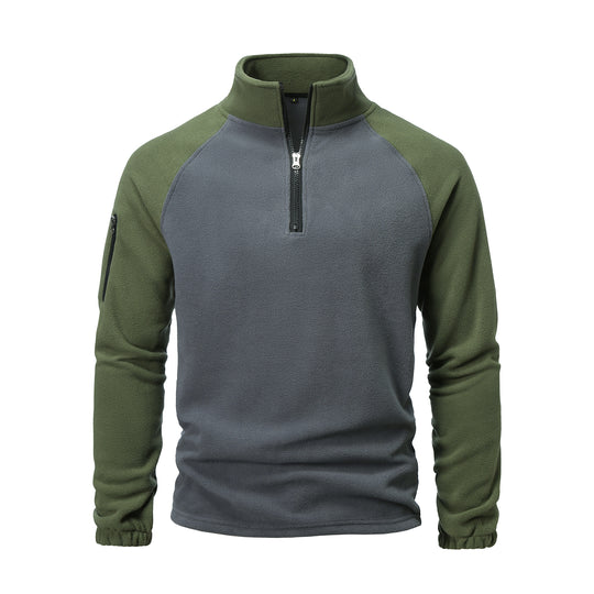 Herren Fleece-Pullover mit halbem Reißverschluss und praktischem Taschen-Design R&B