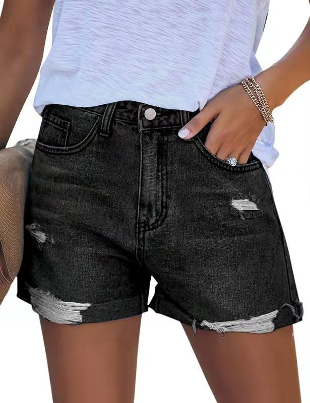 Damen Denim-Shorts im modischen Destroyed-Look mit lässigem Schnitt R&B