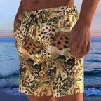 Herren Badeshorts mit animalischem Muster und elastischem Bund